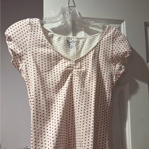Brandy Melville White Top with Red Hearts